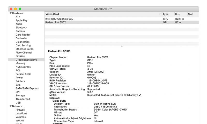 Xem Card Màn Hình Gpu Macbook